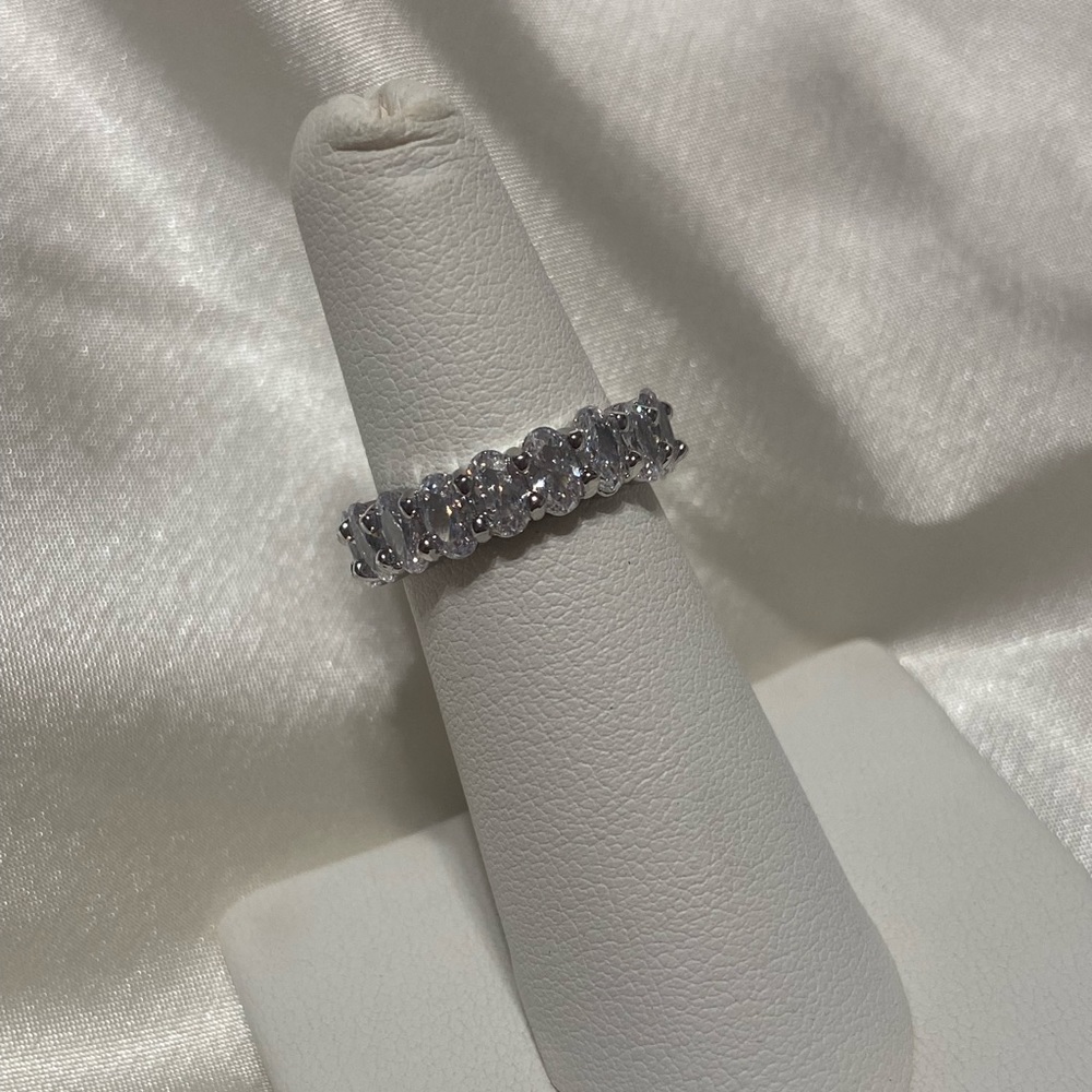 Rhodium Plated Silver Bling Ring